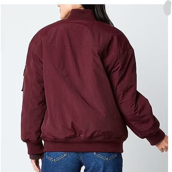 a.n.a Midweight Sherpa Lined Bomber Jacket in Port Wine, Sz S -- NWT - Picture 7 of 11